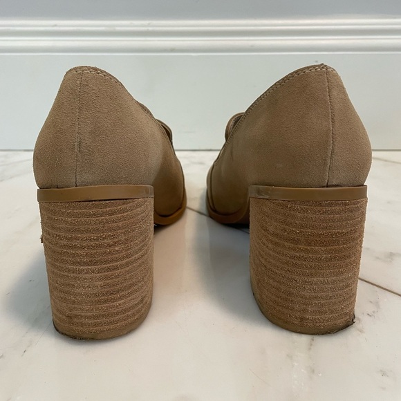 Joie, Wevenly tan suede leather block heel loafers size 8.5 work office comfort - Picture 5 of 11